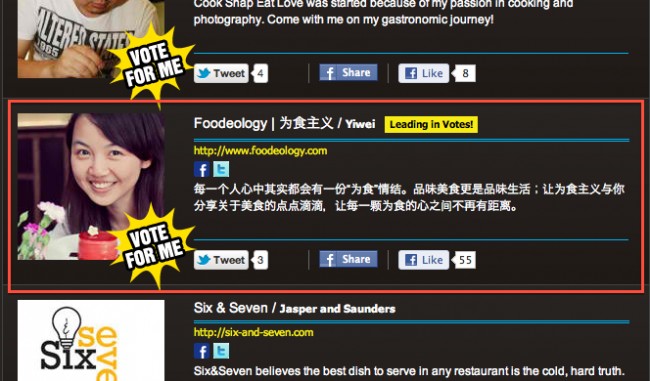 vote for me at SBA 2012